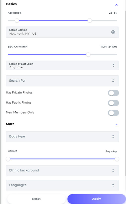 ashleymadison search filters